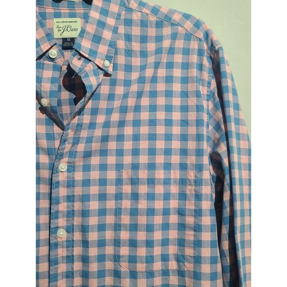 J. Crew Gingham Classic Secret Wash Button Front Shirt Pink Blue - Picture 3 of 5